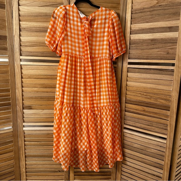 GINGHAM PRINT MIDI DRESS - Picture 3 of 5